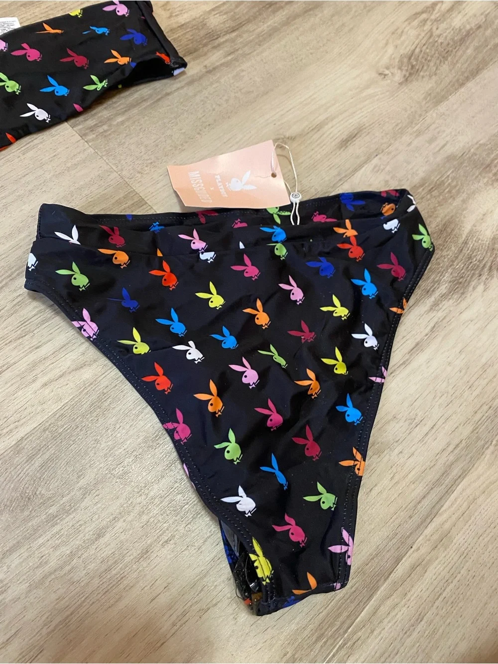 Playboy x Missguided Black Rainbow Bunny Bikini- NWT